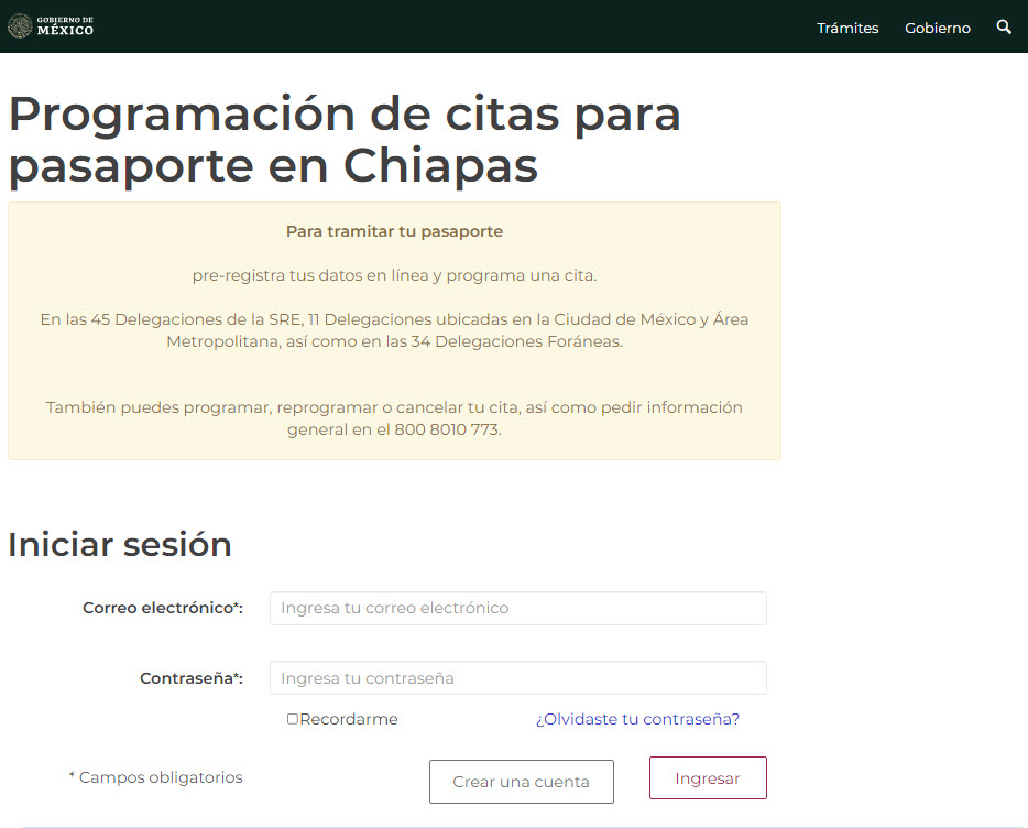 Cita pasaporte Chiapas
