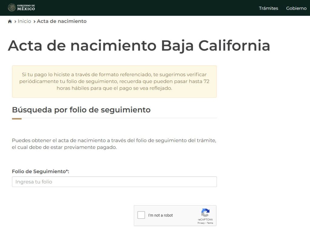 Cómo imprimir acta de nacimiento Baja California